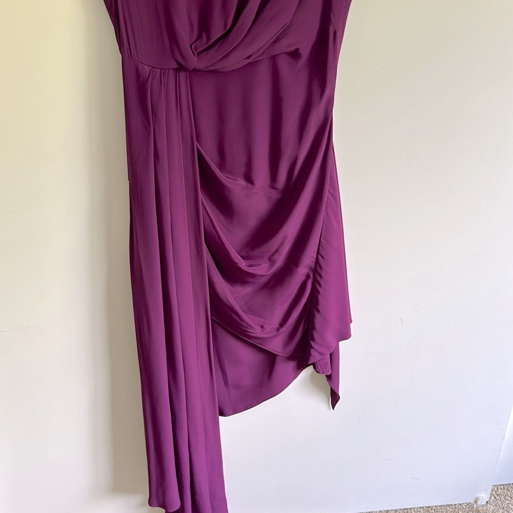 Off-White Purple “Floral Print Here” Asymmetrical Silk-blend Cocktail Dress - Picture 5 of 13